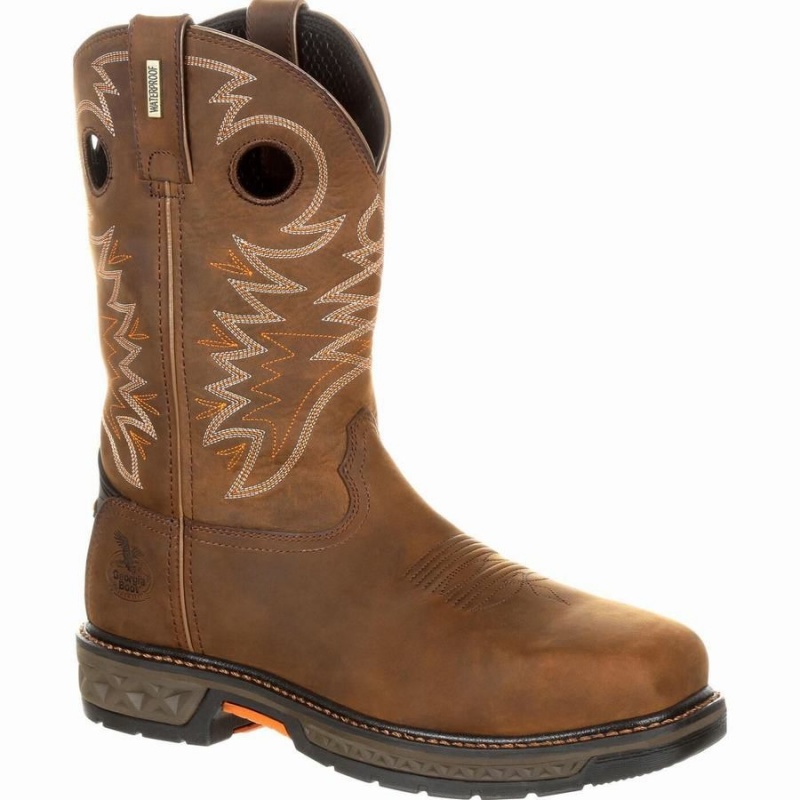 Bottes Imperméables Georgia Boot Carbo-Tec LT Alloy Embout Pull-On Homme Marron | YAEZSQU-34