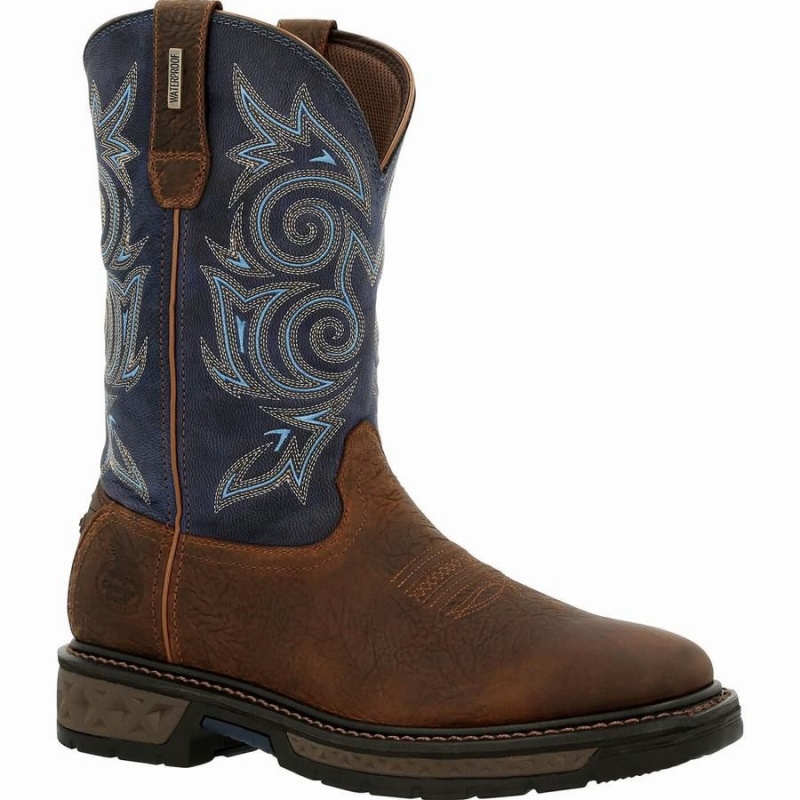 Bottes Imperméables Georgia Boot Carbo-Tec LT Pull On Homme Marron Bleu Marine | KPEVTWL-69