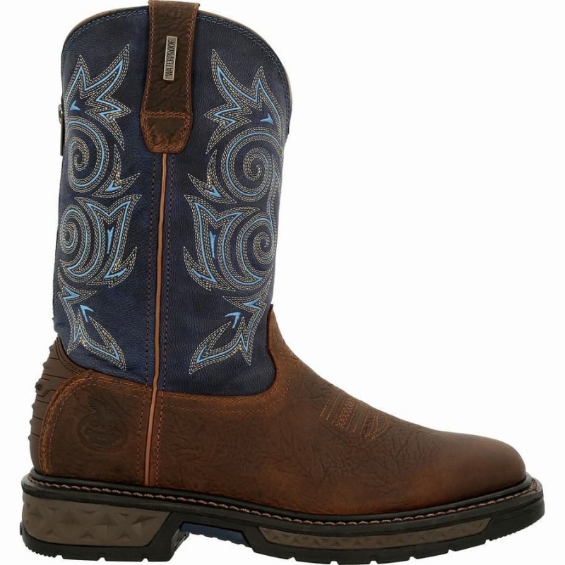 Bottes Imperméables Georgia Boot Carbo-Tec LT Pull On Homme Marron Bleu Marine | KPEVTWL-69