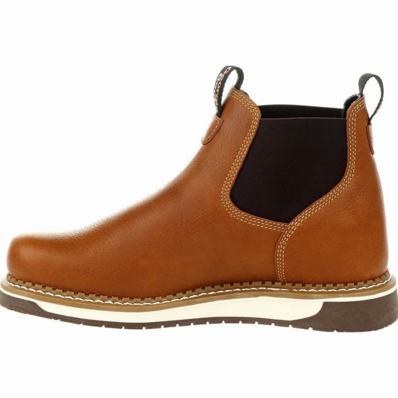 Bottines Chelsea Georgia Boot AMP LT Wedge Travail Homme Marron | ZEYMQBD-90