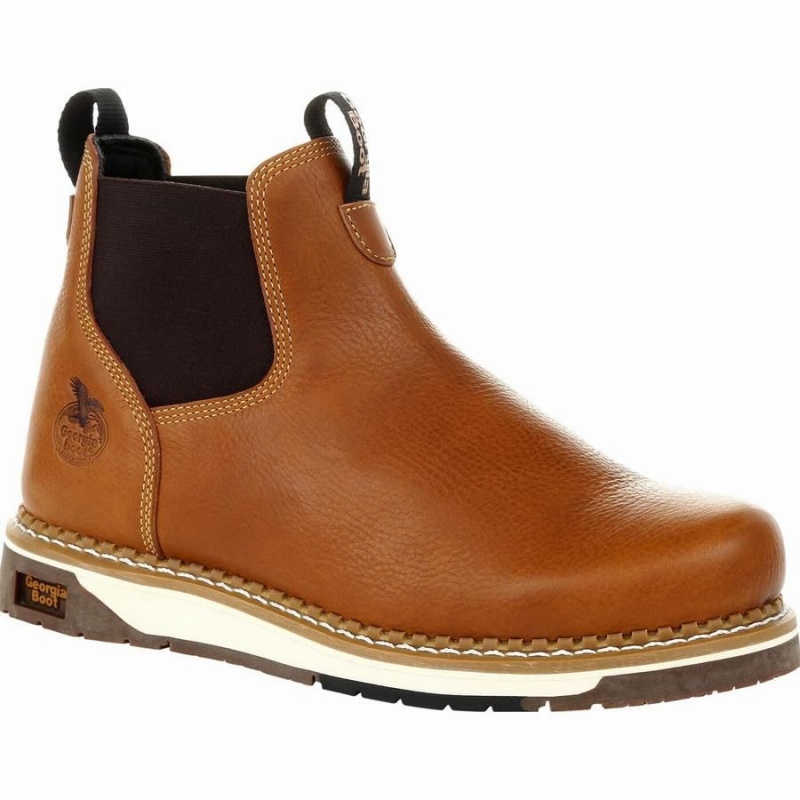 Bottines Chelsea Georgia Boot AMP LT Wedge Travail Homme Marron | ZEYMQBD-90