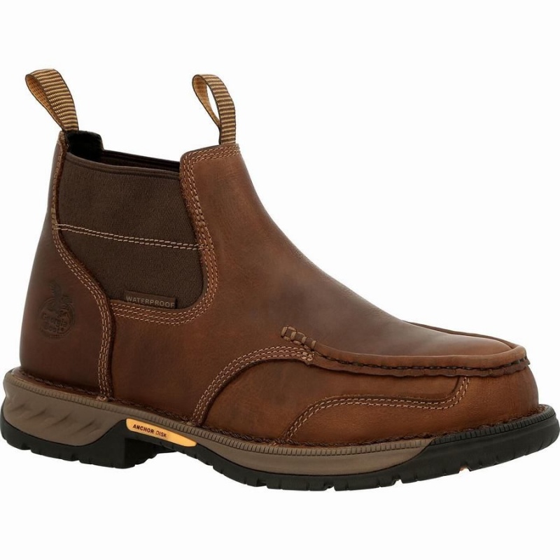 Bottines Chelsea Georgia Boot Athens 360 Steel Embout Imperméables Homme Marron | YEAHRNG-30