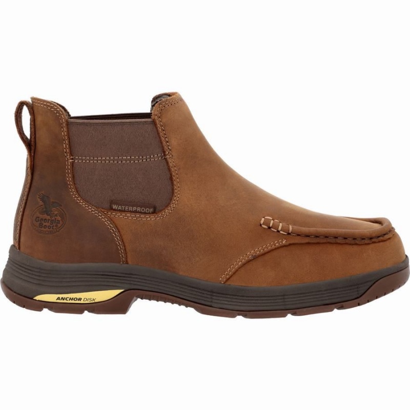 Bottines Chelsea Georgia Boot Athens SuperLyte Imperméables Travail Homme Marron | SCTPXIN-58