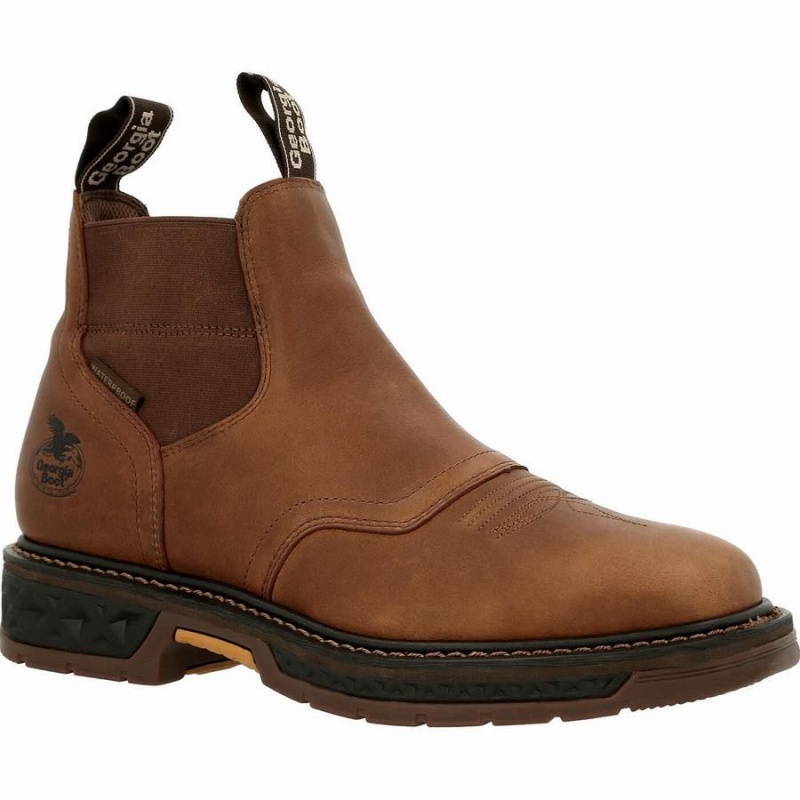 Bottines Chelsea Georgia Boot Carbo-Tec LT Imperméables Travail Homme Marron | GTAQOHB-76