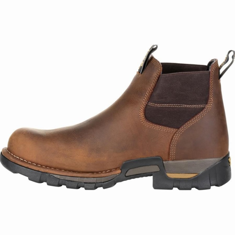 Bottines Chelsea Georgia Boot Eagle One Steel Embout Imperméables Travail Homme Marron | HLJVCGQ-47