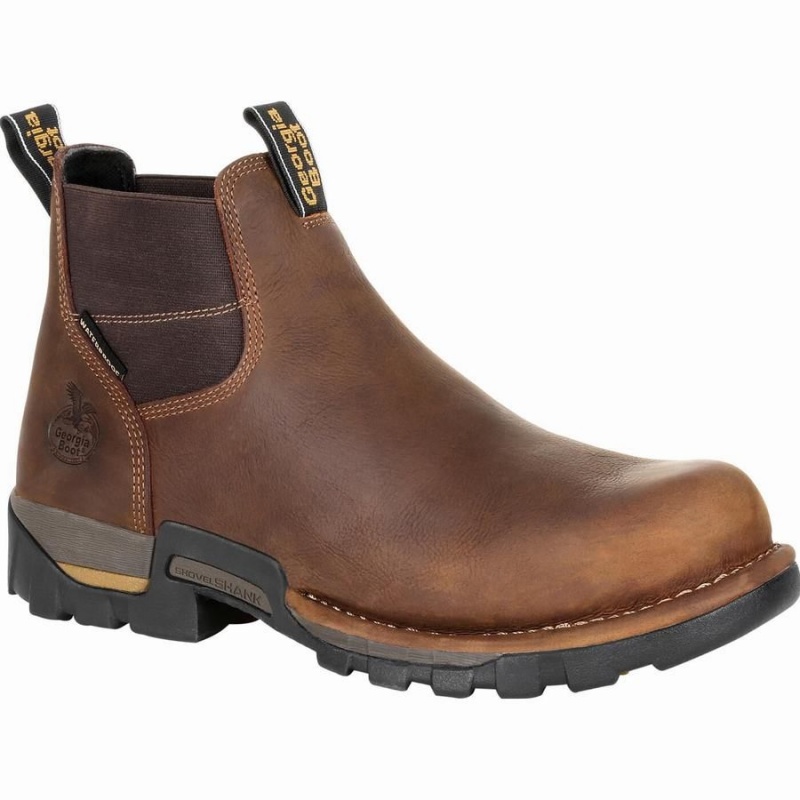 Bottines Chelsea Georgia Boot Eagle One Steel Embout Imperméables Travail Homme Marron | HLJVCGQ-47