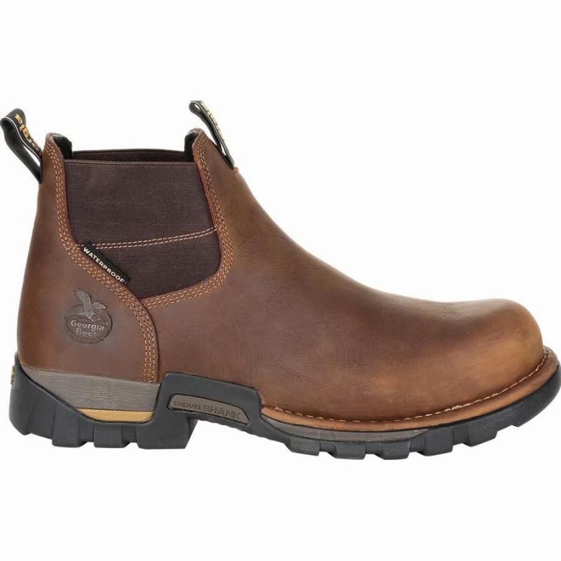 Bottines Chelsea Georgia Boot Eagle One Steel Embout Imperméables Travail Homme Marron | HLJVCGQ-47