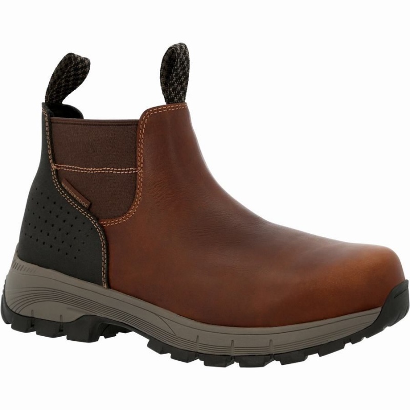 Bottines Chelsea Georgia Boot Eagle Trail Imperméables Homme Marron | HYPEQMO-61